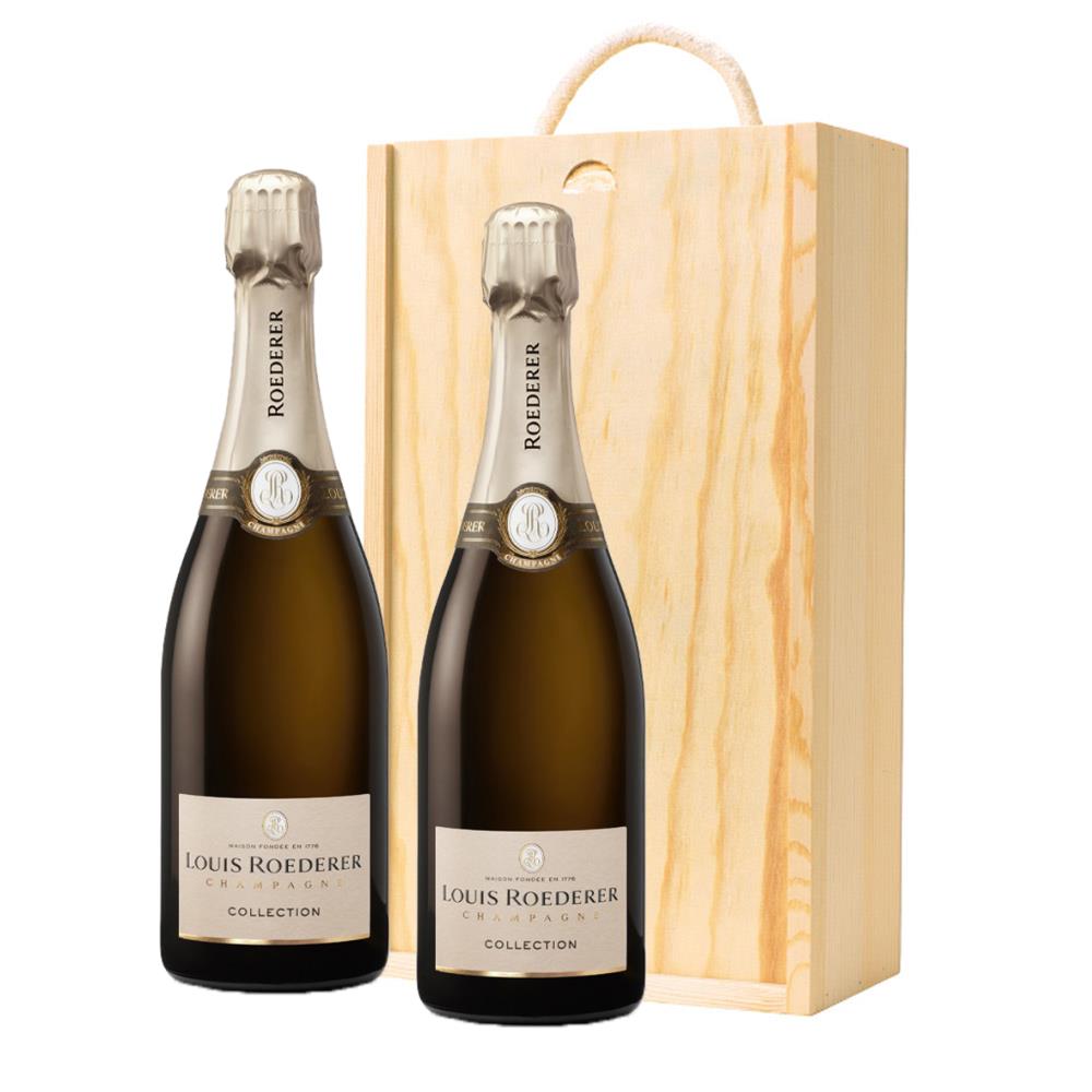 Louis Roederer Collection 242 Champagne 75cl Twin Pine Wooden Gift Box (2x75cl)